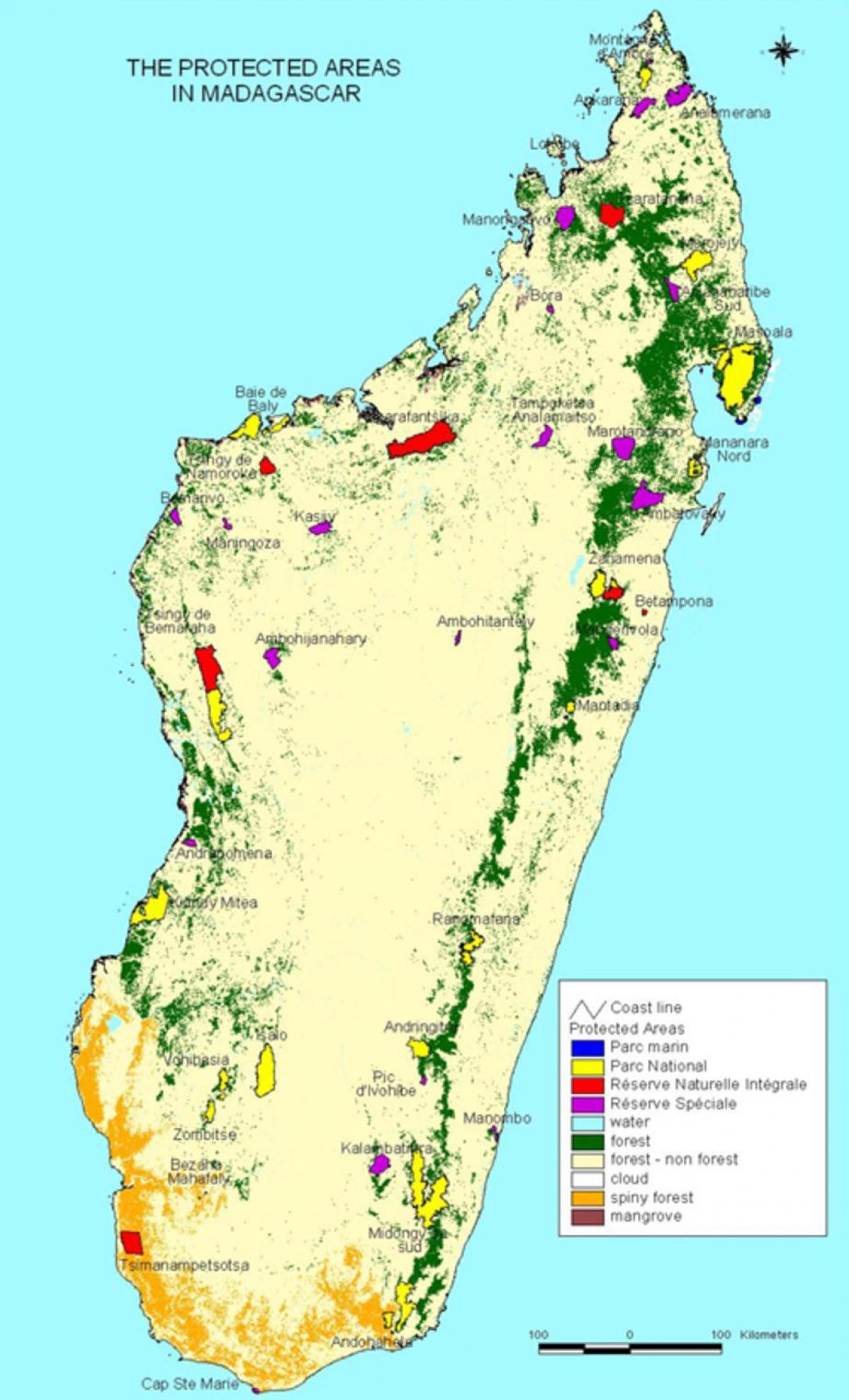 peta dari Madagaskar taman nasional