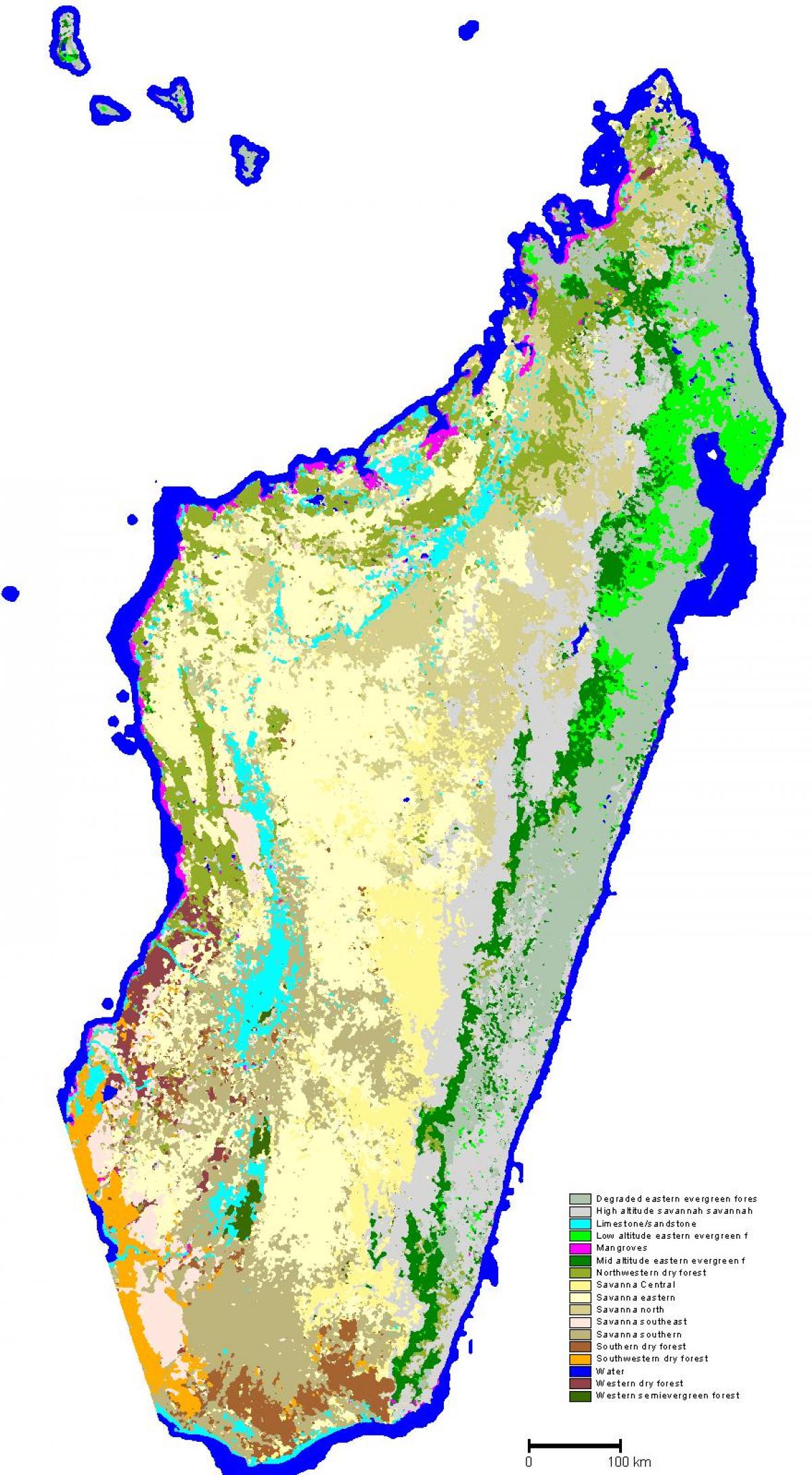 peta dari Madagaskar vegetasi