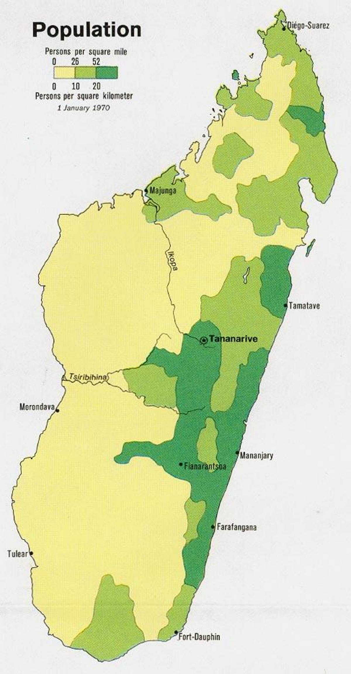 Madagaskar kepadatan penduduk peta