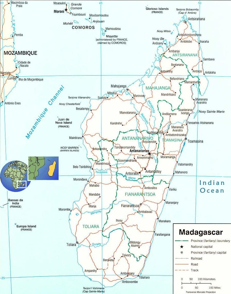 peta dari Madagaskar sungai