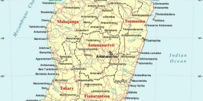 Madagaskar peta dengan kota-kota